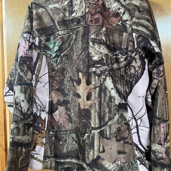Womens Used Jacket Medium Camo W/ Pink Zip up Front No Hood Fleece Lined - Picture 15 of 15